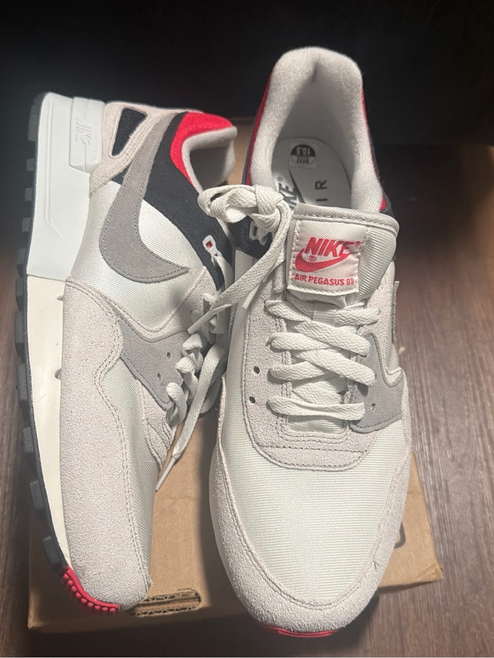 Nike Air Pegasus 89 White/Gray/Black/Red Sz 10.5 Men
